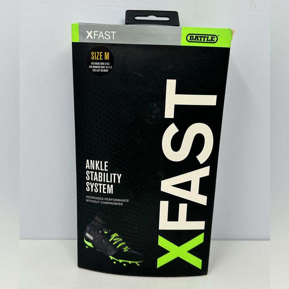 NEW! BATTLE SPORTS XFAST OVER THE CLEAT ANKLE SUPPORT SYSTEM Sz M Black GREEN